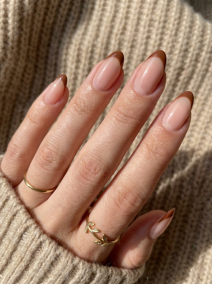 Espresso Micro French Nails als elegante French-Maniküre für den Herbst 2026